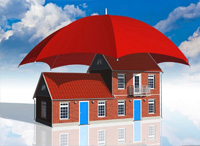 House under umbrella protected