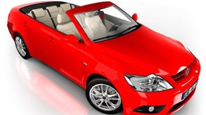 Red convertible sports car studio shot isolated on a white background