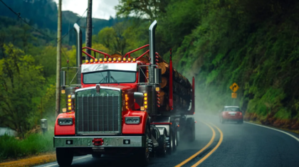 Semi truck on highway illustrating commercial trucking liability insurance costs