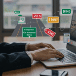 Illustration of a driver comparing Georgia car insurance rates using an online calculator